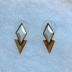 J. Crew White and Gold Geometric Stud Earrings